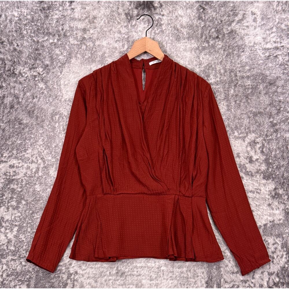 Womens Red Wrap-Style Blouse